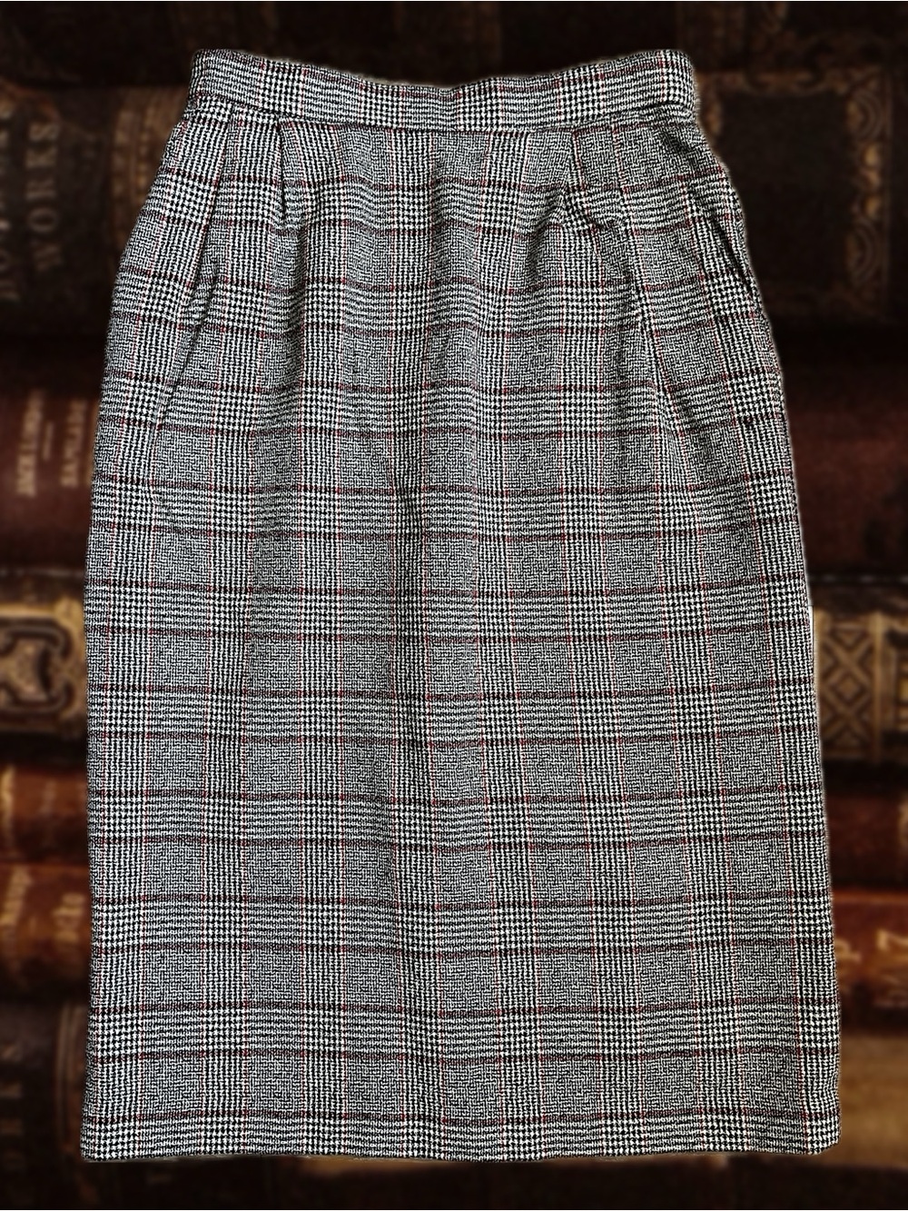 Vintage Plaid Pencil Skirt